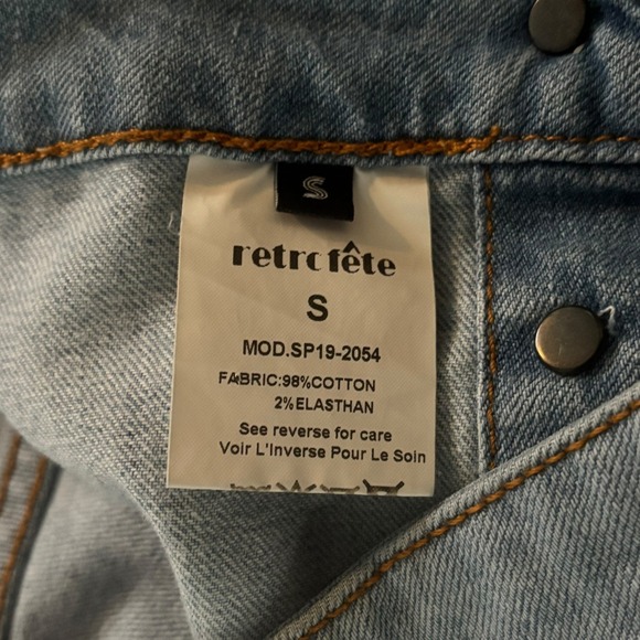 Retroféte Skirt Small Denim Button Midi Jeans Asymmetrical Distressed Fringe Hem - Picture 4 of 10